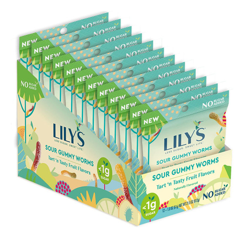 Lily's Gusanos De Gomita Agria Con Sabor A Frutas Surtidas,