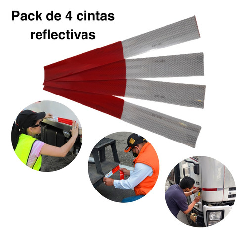 Cinta Reflectiva 3m Blanco Rojo Transporte Vial Pack 4 Unid 