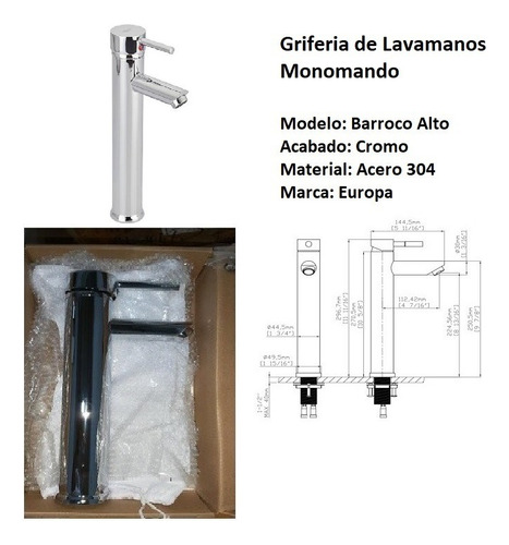Grifería Lavamanos De Lujo Barroco Alto Marca Europa