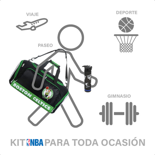 Combo Nba Bolso + Botella Boston Celtics Basket Deportiva