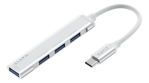 Hub Multipuestos Havit Aluminio Usb3.0 4 Puertos Color Blanco