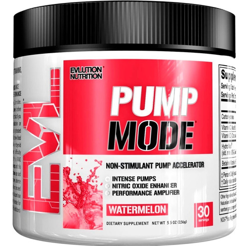 Pump Mode Evl Nutrition 30 Doses Vasodilatador Original Usa 