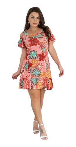 Vestido Curto Rodadinho Com Babado E Manguinha