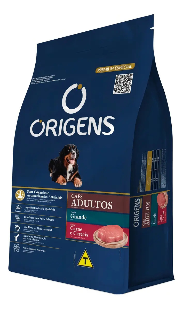Ração Cães Adultos Grandes Carne E Cereais 15kg Origens