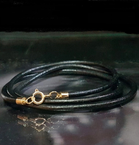 Imagem 3 de 7 de Pedras - Pulseira (3v), Unissex, Couro 3mm, Ouro, Cód380p389