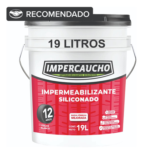 Impermeabilizante Impercaucho 12años Siliconado Mejorado 20m