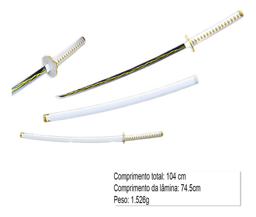 Espada Katana Cosplay Zenitsu Agatsuma Demon Slayer Bambu