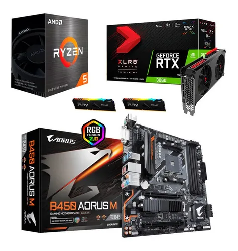 Combo Ryzen 5 5600x Rtx 3060 Gigabyte B450 Aorus M 16gb Rgb
