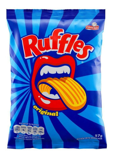 Batatas fritas onduladas Elma Chips Ruffles original sem glúten 57 g