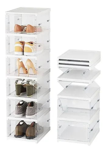 Cajas De Almacenamiento Para Zapatos - 20 Unidades Plegables De Cartón Kraft Con Ventana, Hasta Talla 45