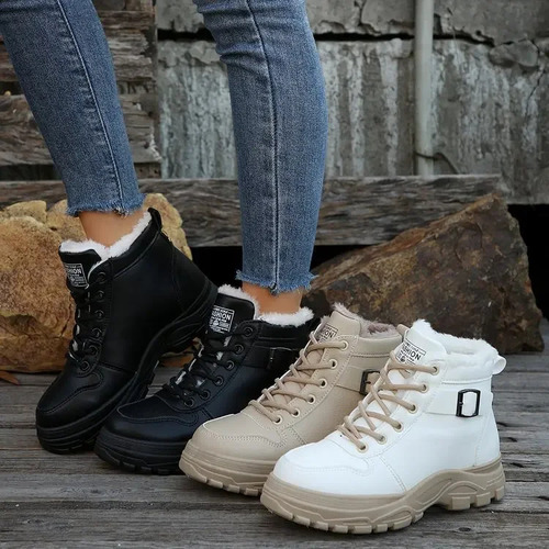 Botas De Nieve Cálidas Con Forro Polar Para Mujer De Talla G