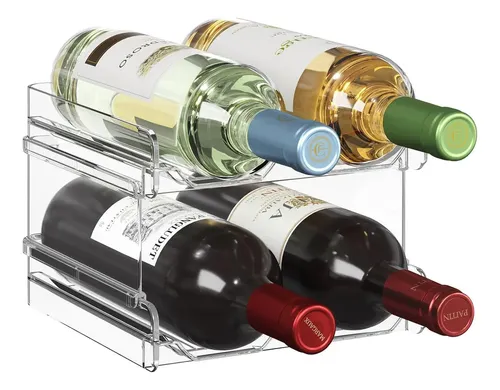 Organizador Para Botellas De Nevera - 2 Unidades Apilables, Antideslizante, Blanco, Material PP