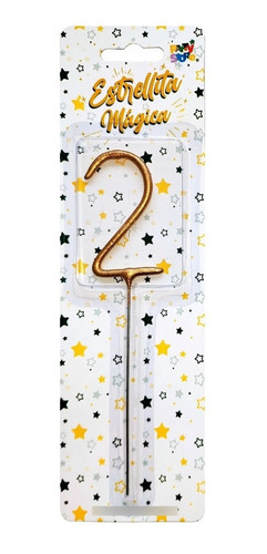Imagen 1 de 6 de Vela Sparkle Numero 2 Dorado - Lollipop