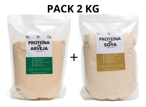 Imagen 1 de 10 de Pack 2 Kg Proteína Arveja + Soya. Envío Gratis Kpronutrition
