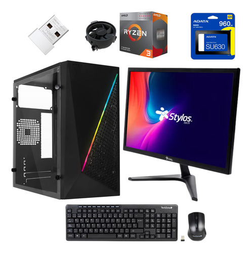 Computadora Ryzen 3200g 16gb Ram 960gb Ssd Wifi Con Monitor