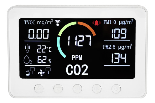 Detector De Calidad Del Aire Co2 Tvoc Pm2.5 Medidor De Tempe