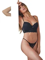 Comprar Conjunto Bustier Con Tanga Less De Puntilla Tiento 762