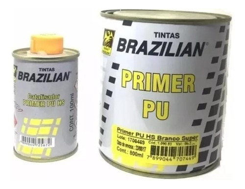 Kit Com 6 Primer Pu Cinza Super Brazilian 900ml Automotivo