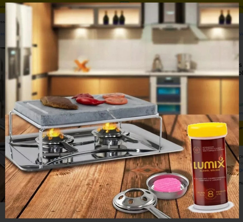 Kit Com 1 Potes Lumix Acendedor Alcool Solido De 8 Unidades