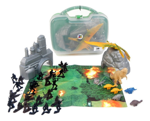 Imagen 3 de 7 de Dinosaurios Y Soldaditos En Valija Con Escenario Kumo