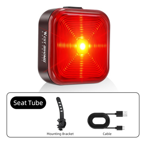 Luz Trasera De Bicicleta Impermeable Con Carga Led Tipo C