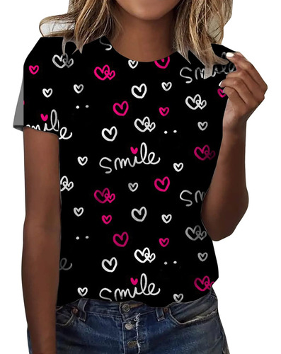 Camisa Para Mujer Diario Dia San Valentin Estampado Cuello