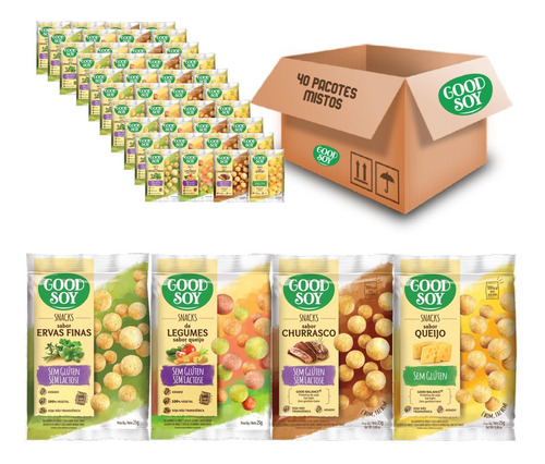 Kit Com 40und Snacks De Soja Goodsoy 25g Sabores Variados