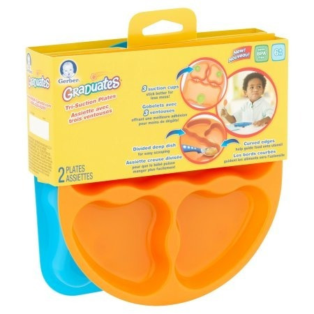 Platos Bebé Nuk Gerber 6m Tri-succión Azul, Naranja X 2