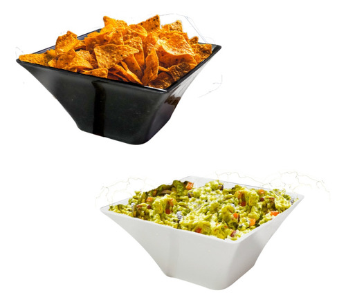 Bowl Cuadrado Reutilizable Plastico Snakc Salsas Picada X6