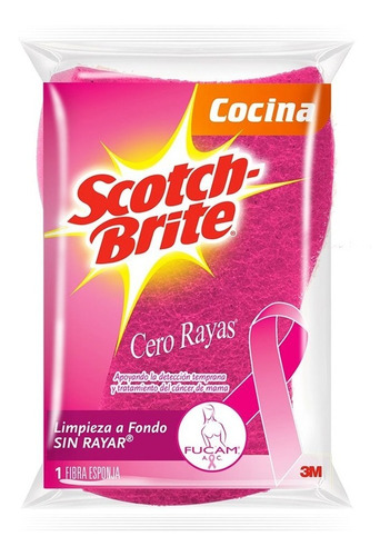  Esponja Fibra Cero Rayas 3m Scotch-brite Grande Color Rosa