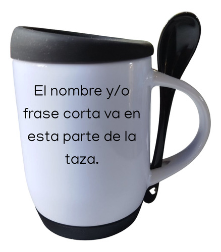 Taza Con Cuchara Y Tapa De Silicón Juan Carlos Bodoque 31min Negro Juan Carlos Bodoque 1