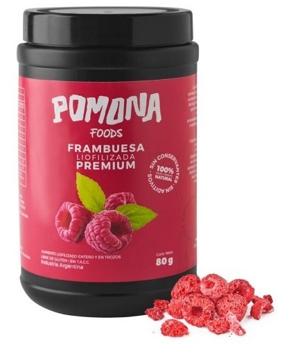 Frambuesa Fruta Liofilizada Premium Pote X 80 Grs