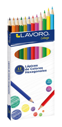 Lap De Colores Largo Hexagonal 12 Col Lavoro