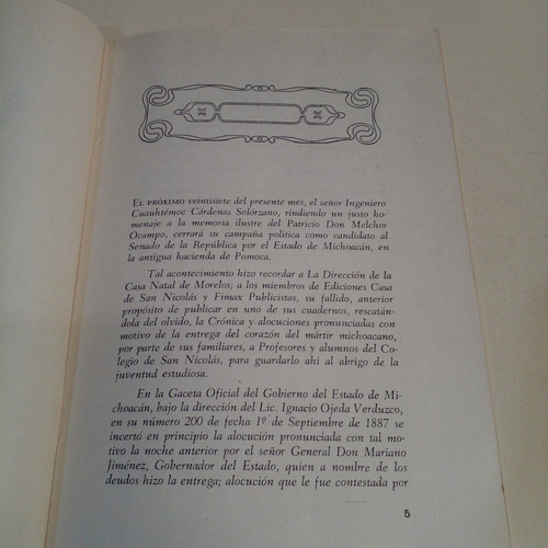El Corazón De Ocampo - Ediciones Casa De San Nicolás (Usado)