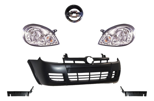 Kit Chevy C2 04 Al 08 Fascia Faros Emblema Y Guías De Fascia