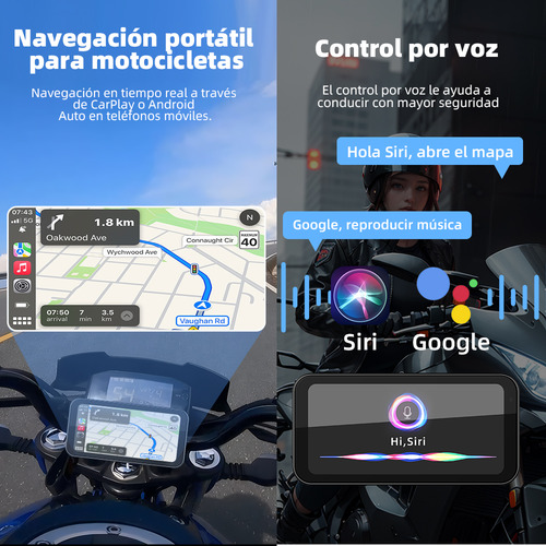 Estereo Pantalla Para Moto Carplay Android Auto Con Camaras Color M625