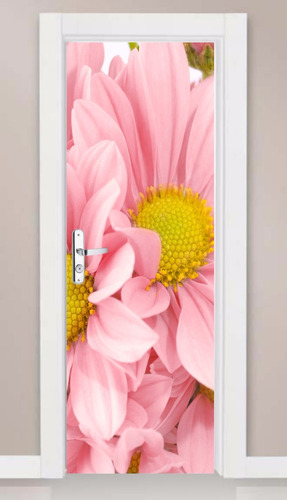 Adesivo Porta E Parede Quarto Sala Flores Rosa Gigantes Novo