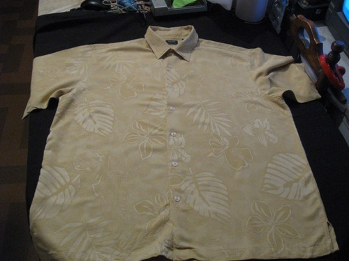 Camisa, Guayabera Hawaiana De Seda Izod Tal!a Xl Manga Corta