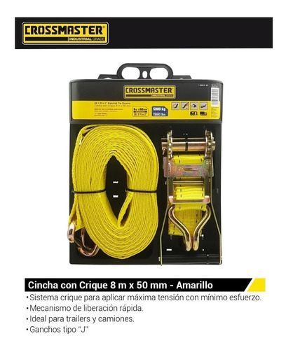 Imagen 3 de 5 de Cinta Sujeta Carga Malacate Catraca Criquet 5toneladas 8 Mts