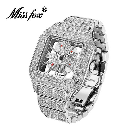 Relógios De Diamante De Luxo Missfox Hollow Out Cor Da Correia Prateado