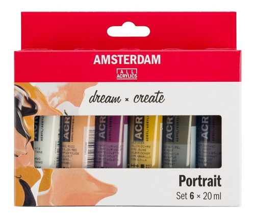 Tinta Acrílica Talens Amsterdam Cores Pele 6 Tubos 20ml