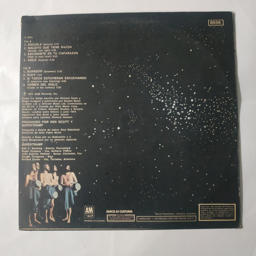 Música Disco Vinilo,supertromp Crimen Del Siglo 9 Temas 1974 (Usado)
