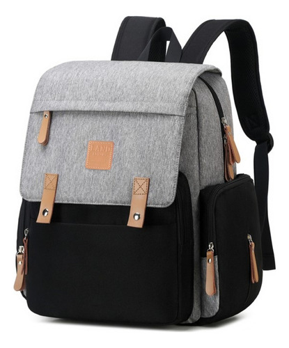 Mochila Land Luxury Cor Cinza E Preto Com Trocador