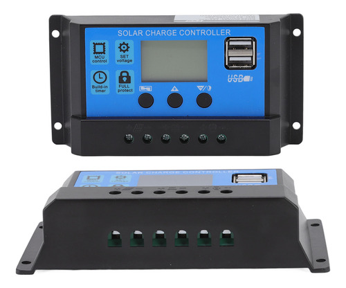 Controlador Solar Lcd De 12 V, 24 V, Panel De Doble Puerto U