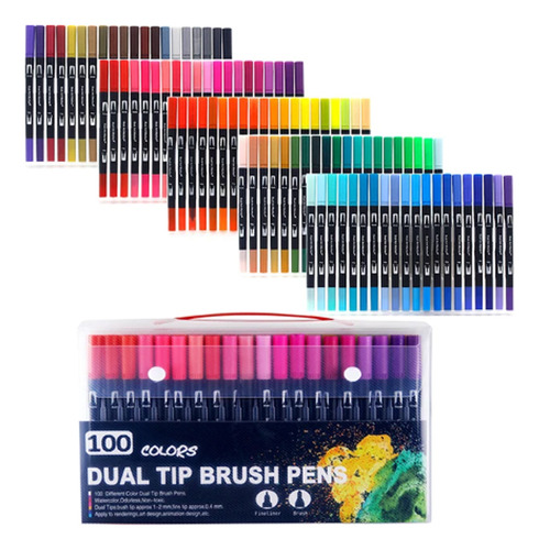 Rotulador De Doble Punta Con Punta De Pincel, 100 Colores