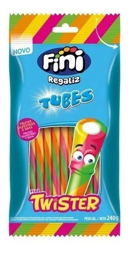 Bala Fini Tubes Arco Íris - Sabor Twister 240g