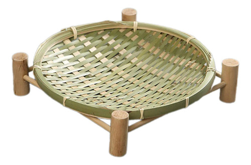 Bandeja De Cesta De Bambú, Bandeja Para Servir, 22cm Verde