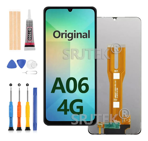 SRJTEK Pantalla Display/Táctil Ori (HD+) Para Samsung A06 4G Sm-a065f A065m Color Negro