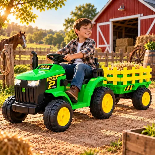 Trator Elétrico Infantil Carrinho Elétrico para Criança Trator de Brinquedo com Carretinha Veículo Infantil Motorizado