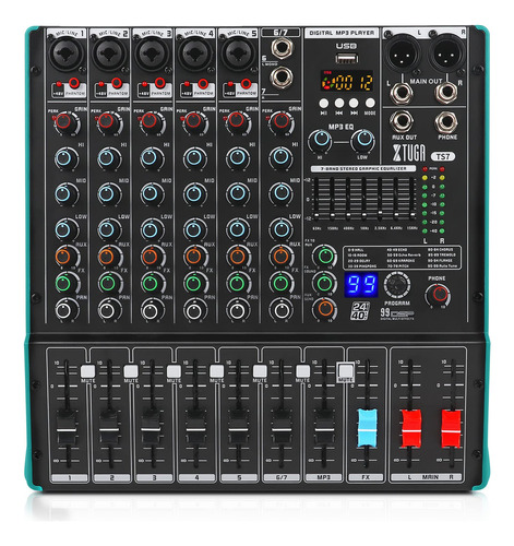 Xtuga Ts7 Mezclador De Audio Profesional De 7 Canales Con 99